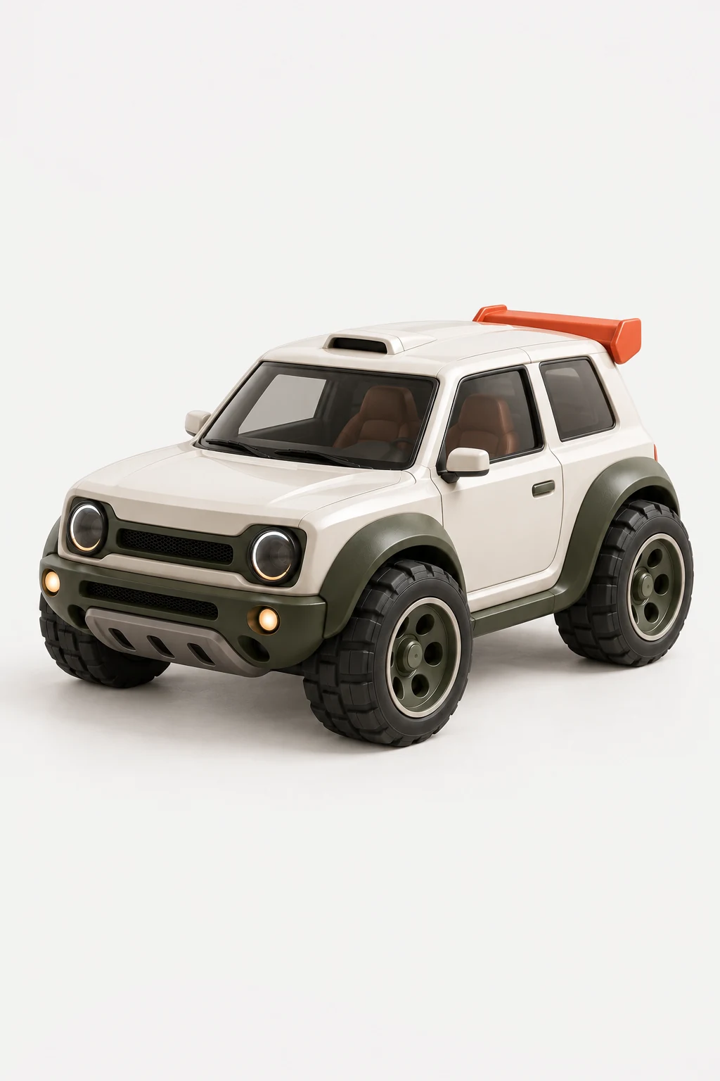 Photoreal rendering of the finished toy rally car